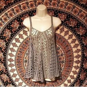Grey flowy crochet boho tank top